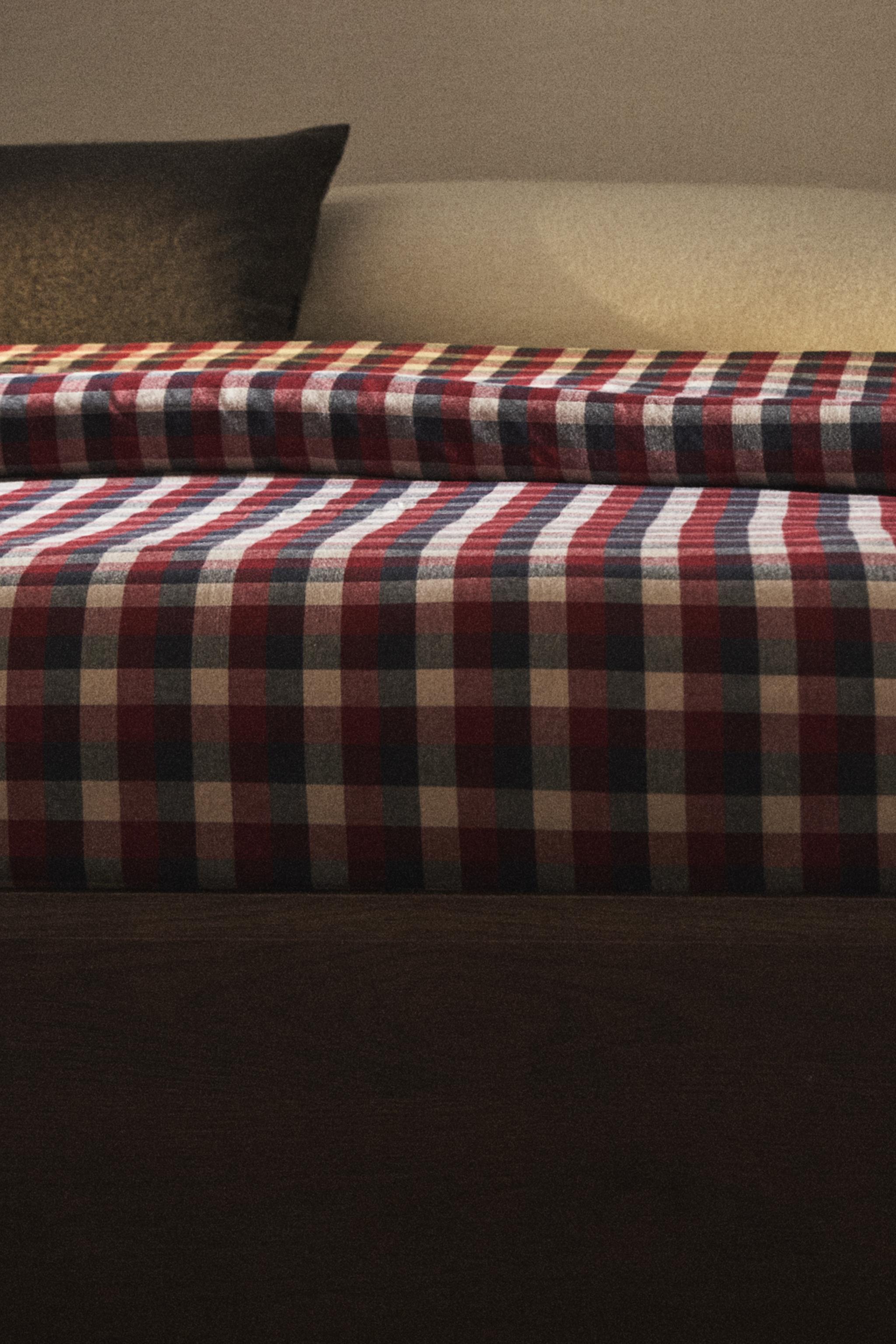 CHRISTMAS TARTAN CHECK COTTON FLANNEL DUVET COVER